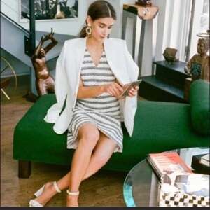 J.Crew Striped Tweed Sheath Dress White Navy Size 4